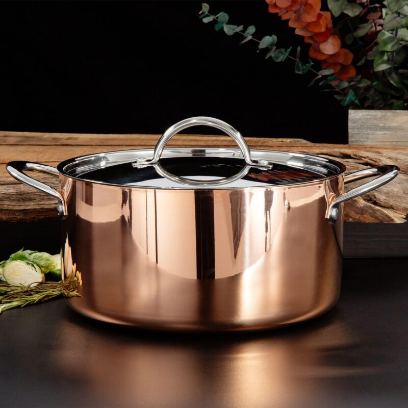 BergHOFF Vintage Tri-Ply Copper 9.5  5.75qt. Polished Stockpot with Lid - Image 2
