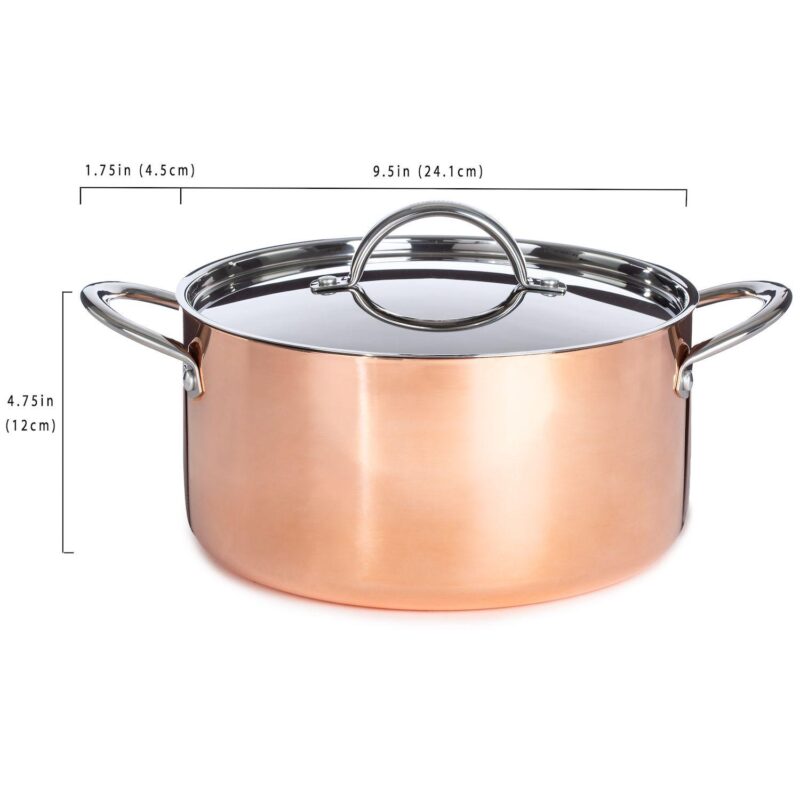 BergHOFF Vintage Tri-Ply Copper 9.5  5.75qt. Polished Stockpot with Lid - Image 5