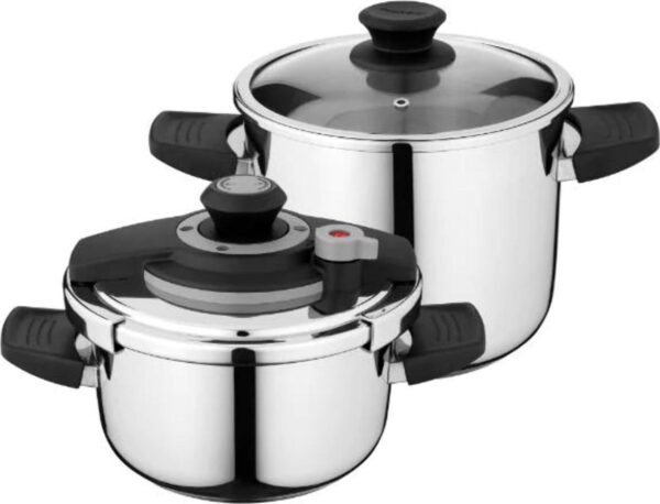 BergHOFF Vita 4Pc Stainless Steel Pressure Cooker Set 7.4Qt and 4.2Qt