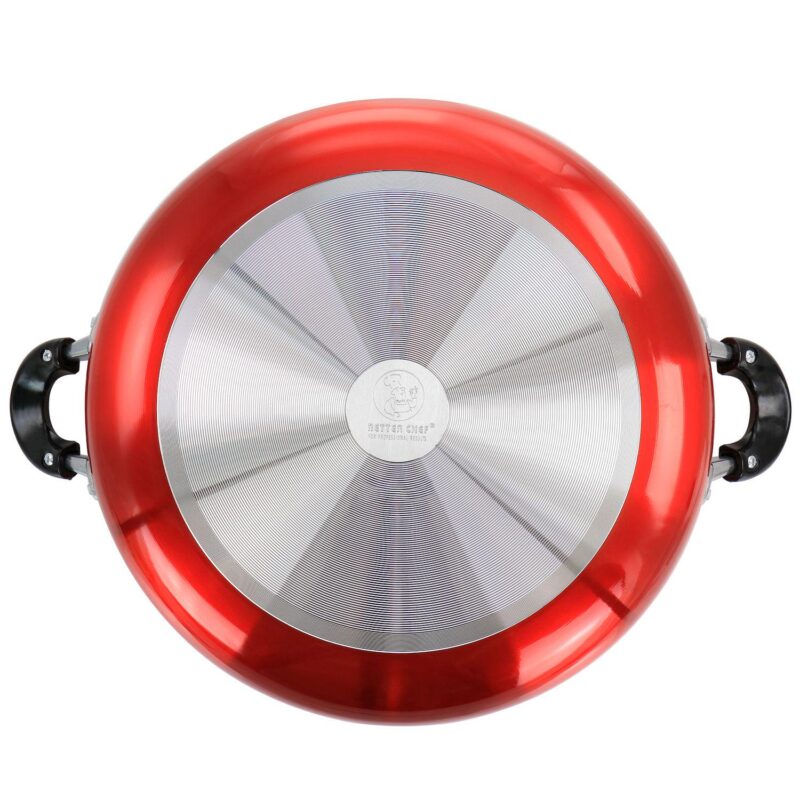 Better Chef 16 Inch Red Aluminum Deep Fryer Pan with Glass Lid - Image 3