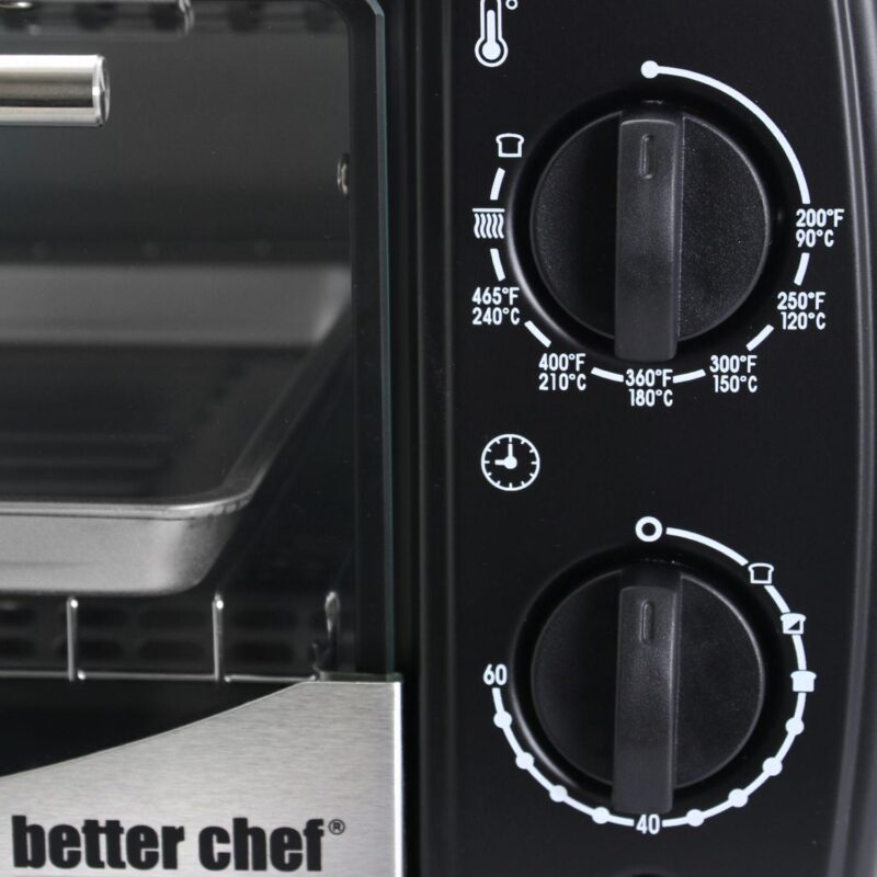 Better Chef 9 Liter Toaster Oven Broiler- Black with Stainless Steel Front - Image 4