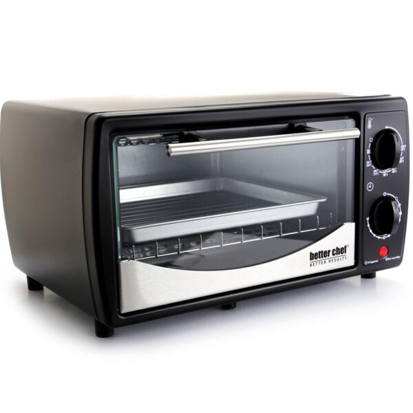 Better Chef 9 Liter Toaster Oven Broiler- Black with Stainless Steel Front