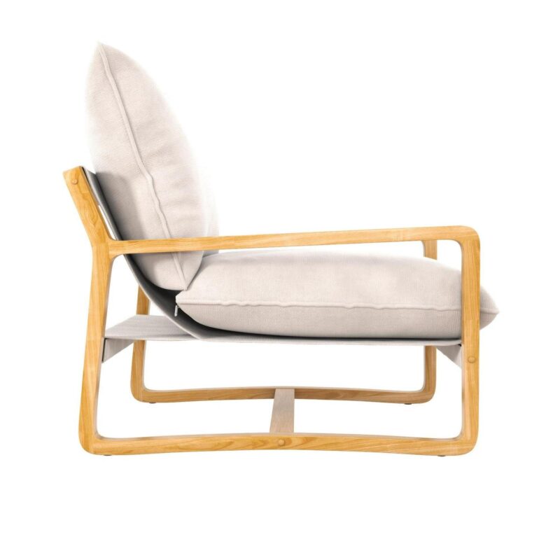 Better Homes and Gardens Wooden Ezra Sling Chair, Cream Linen - Image 4
