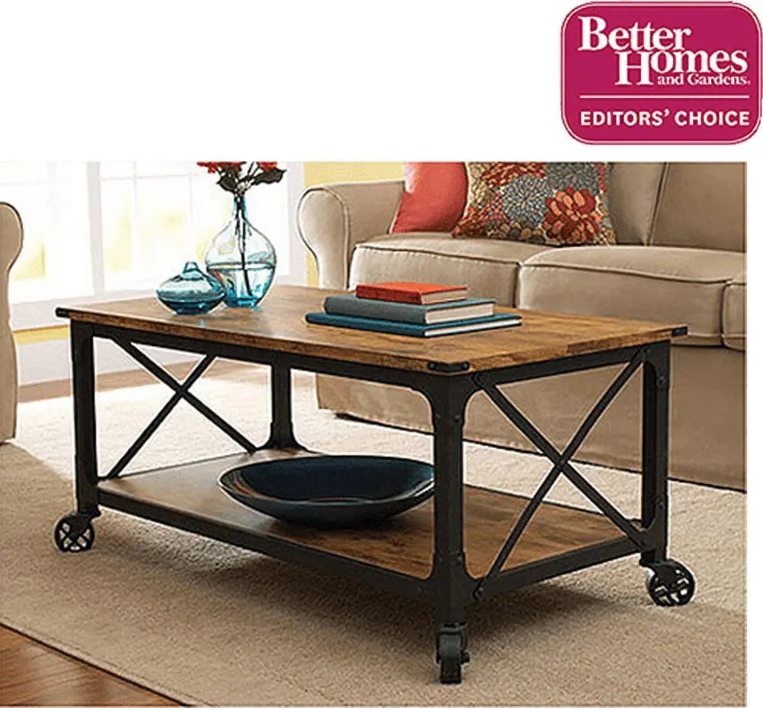 Better Homes and Gardens Rustic Country Coffee Table, Weathered Pine Finish - Image 2