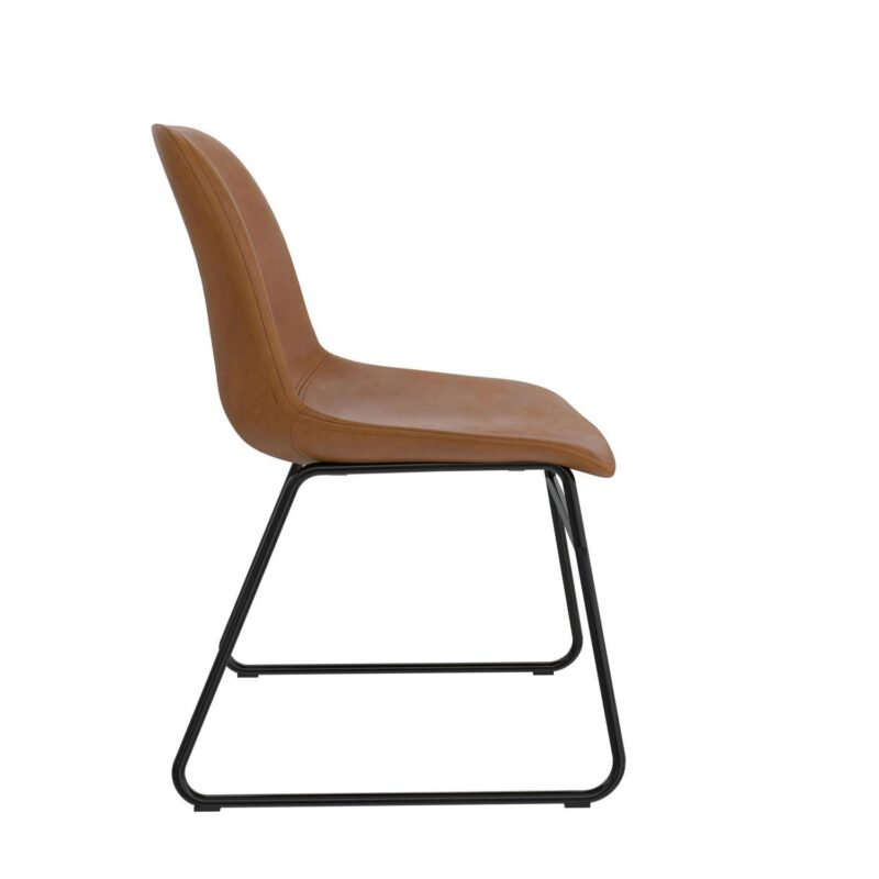Better Homes and Gardens Scoop Dining Chair, Camel Faux Leather, 2 Pack - Image 8
