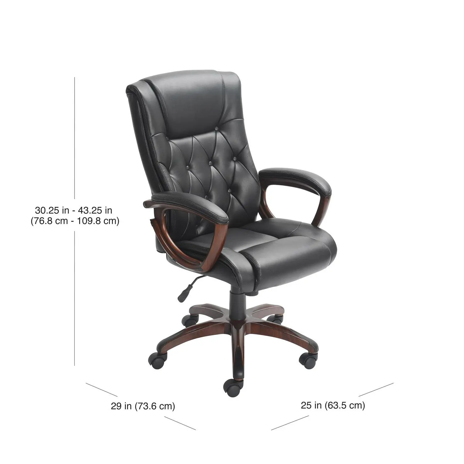 Better Homes and Gardens Executive, Mid-Back Manager's Office Chair with Arms, Black Bonded Leather 5 Better Homes and Gardens Executive, Mid-Back Manager's Office Chair with Arms, Black Bonded Leather - Image 5