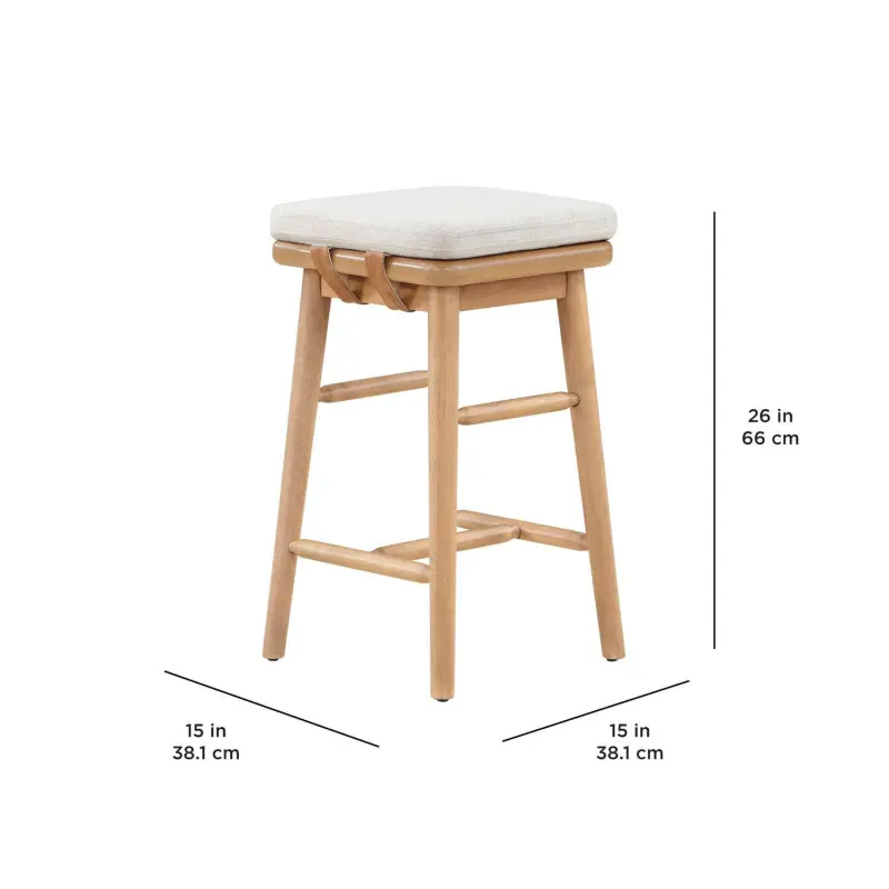 Better Homes and Gardens Springwood Barstool, Set of 2, Light Honey Finish - Image 2