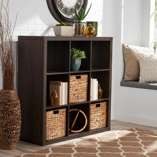 Better Homes and Gardens 9-Cube Storage Organizer, Tobacco Oak