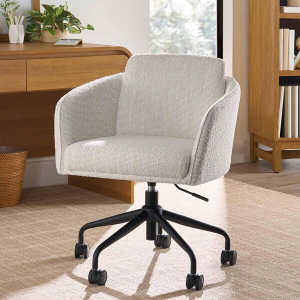 Better Homes and Gardens Juliet Office Chair, Ivory Boucle and Matte Black