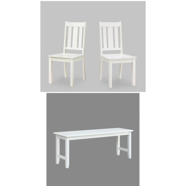 Better Homes and Gardens Bankston Dining Chairs (Set of 2) and Dining Bench, White Finish