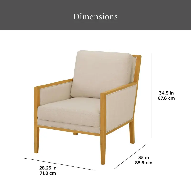 Better Homes and Gardens Windsor Linen Armchair, Light Honey Wood - Image 3