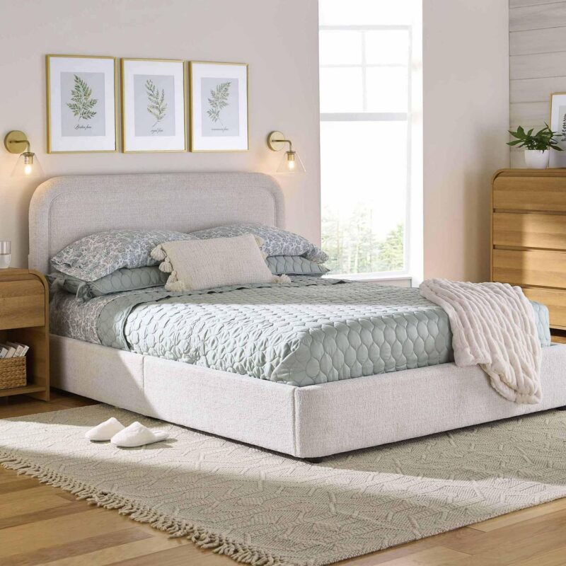Better Homes and Gardens Juliet Queen Boucle Platform Bed, Ivory - Image 2