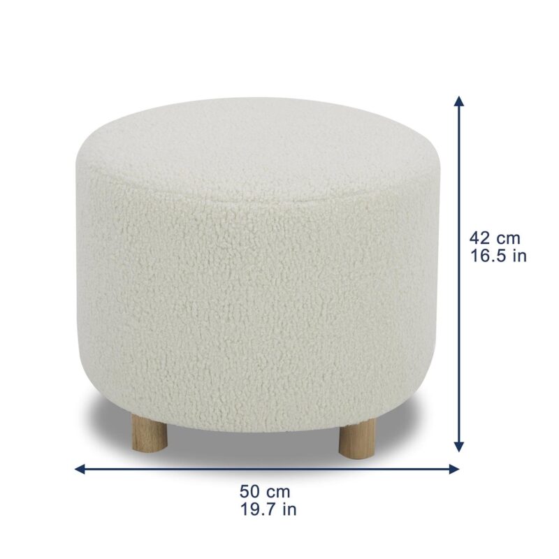 Better Homes and Gardens Mira Round Ottoman, Cream - Image 4