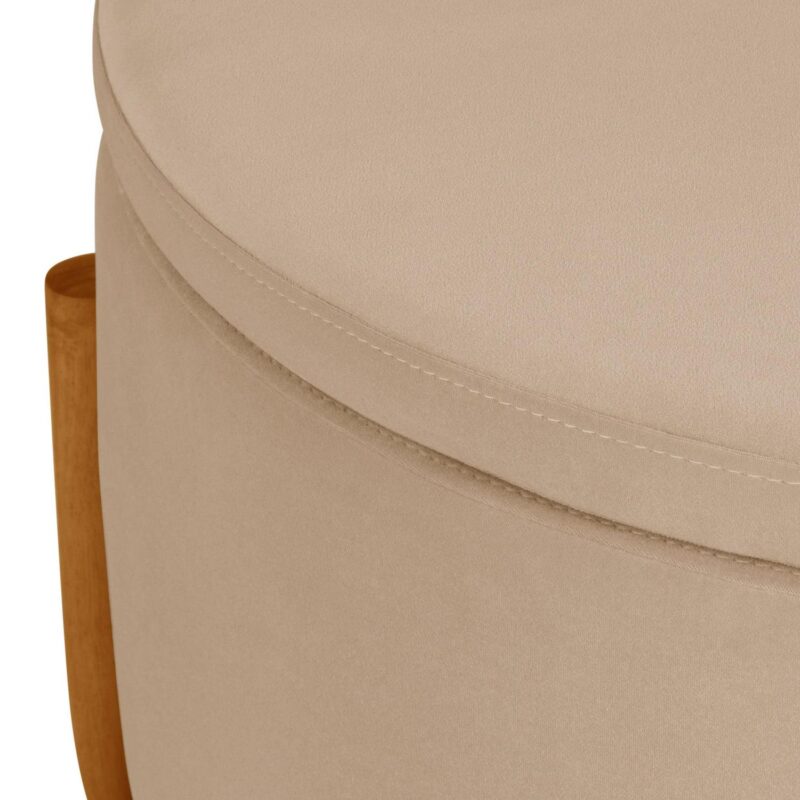 Better Homes and Gardens Springwood Round Storage Ottoman, Beige Velvet - Image 10