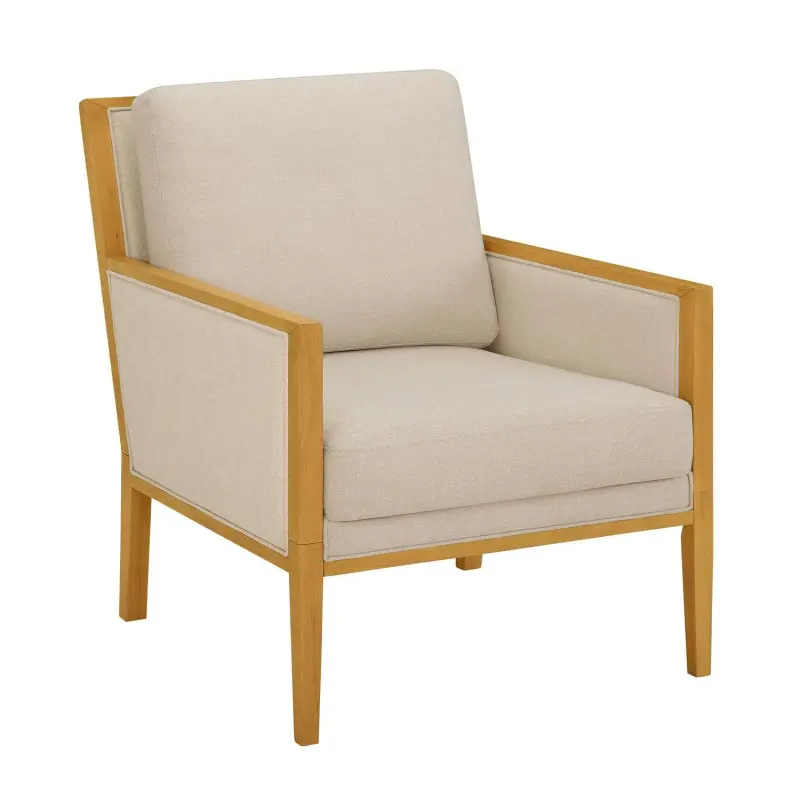 Better Homes and Gardens Windsor Linen Armchair, Light Honey Wood - Image 9
