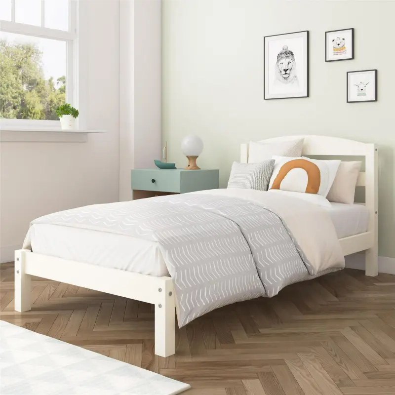 Better Homes and Gardens Leighton Bed Frame with Signature Sleep Tranquil 8-Inch Pocket Spring Mattress, Twin, White - Image 2