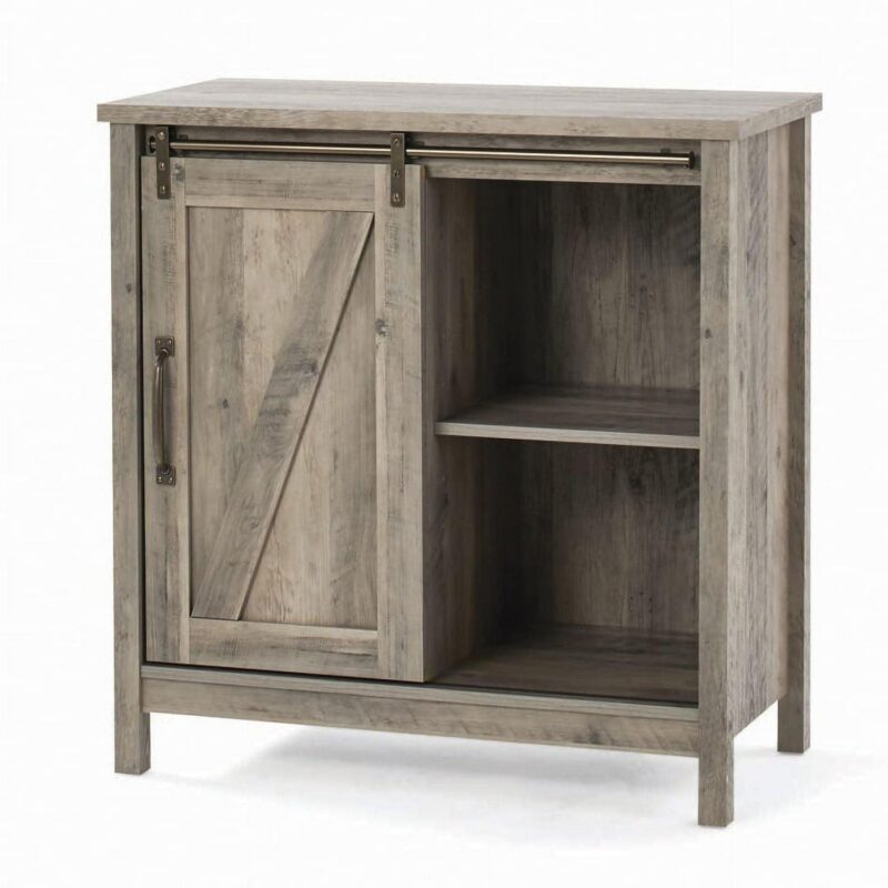 Better Homes and Gardens Modern Farmhouse Accent Storage Cabinet, Rustic Gray Finish - Image 4