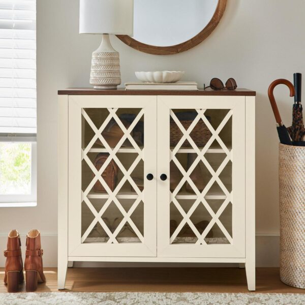 Better Homes and Gardens Trellis Accent Cabinet with Glass Doors, Two Tone