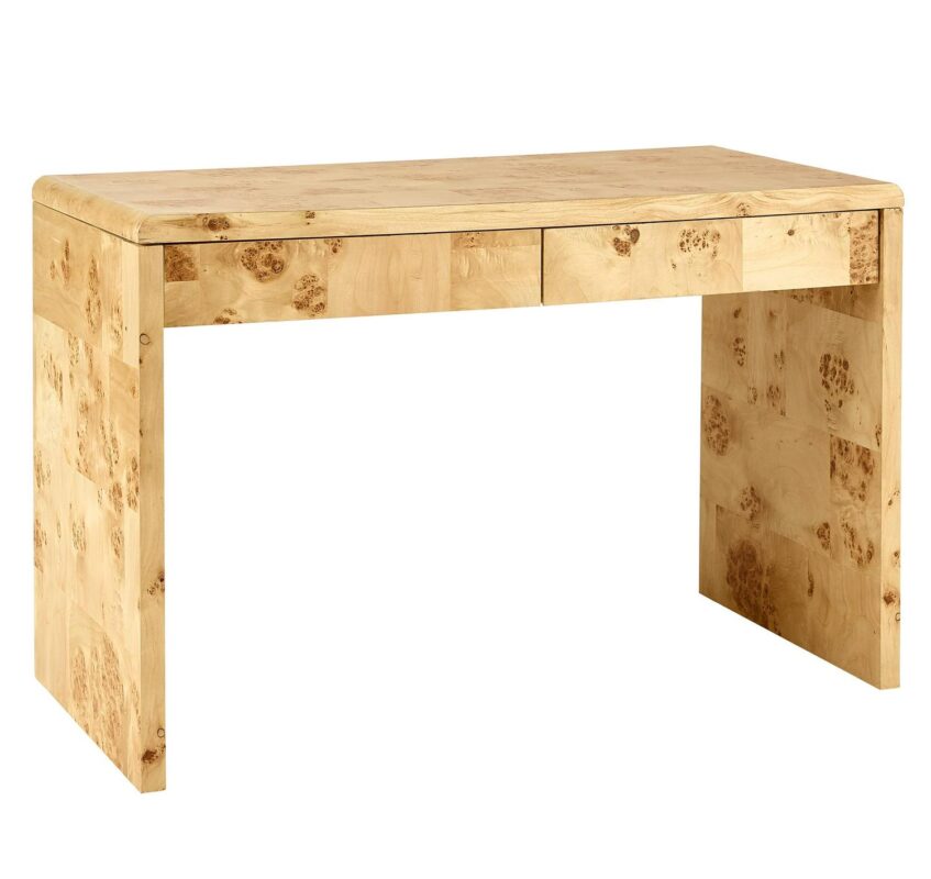 Better Homes and Gardens Burlwood Writing Desk with Two Drawers, Light Burl Wood Veneer - Image 3