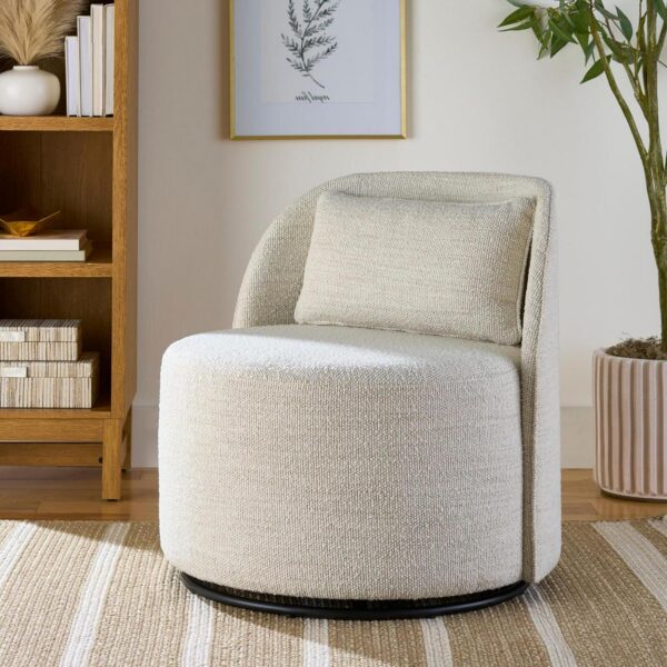 Better Homes and Gardens Juliet Modern Arch Swivel Chair, Cream Boucle