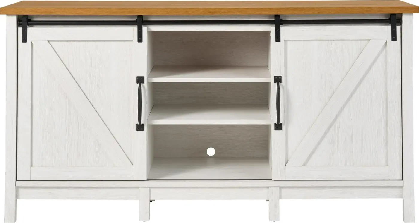 Better Homes and Gardens Modern Farmhouse TV stand for TV's up to 70 , Alabaster and Light Honey Finish - Image 3