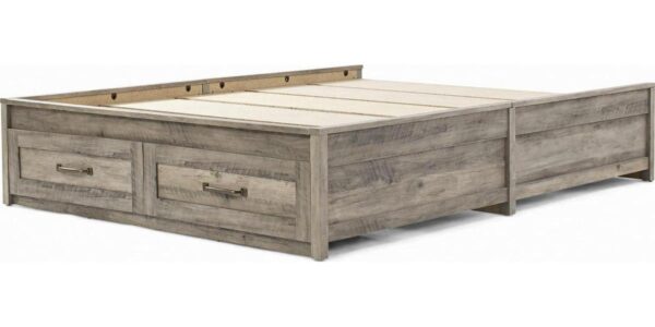 Better Homes and Gardens Modern Farmhouse Queen Platform Bed with Storage, Rustic Gray Finish