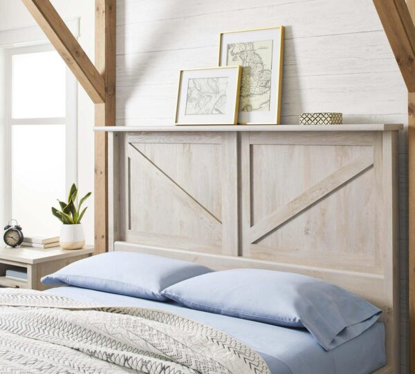 Better Homes and Gardens Modern Farmhouse Queen Headboard, Rustic White Finish