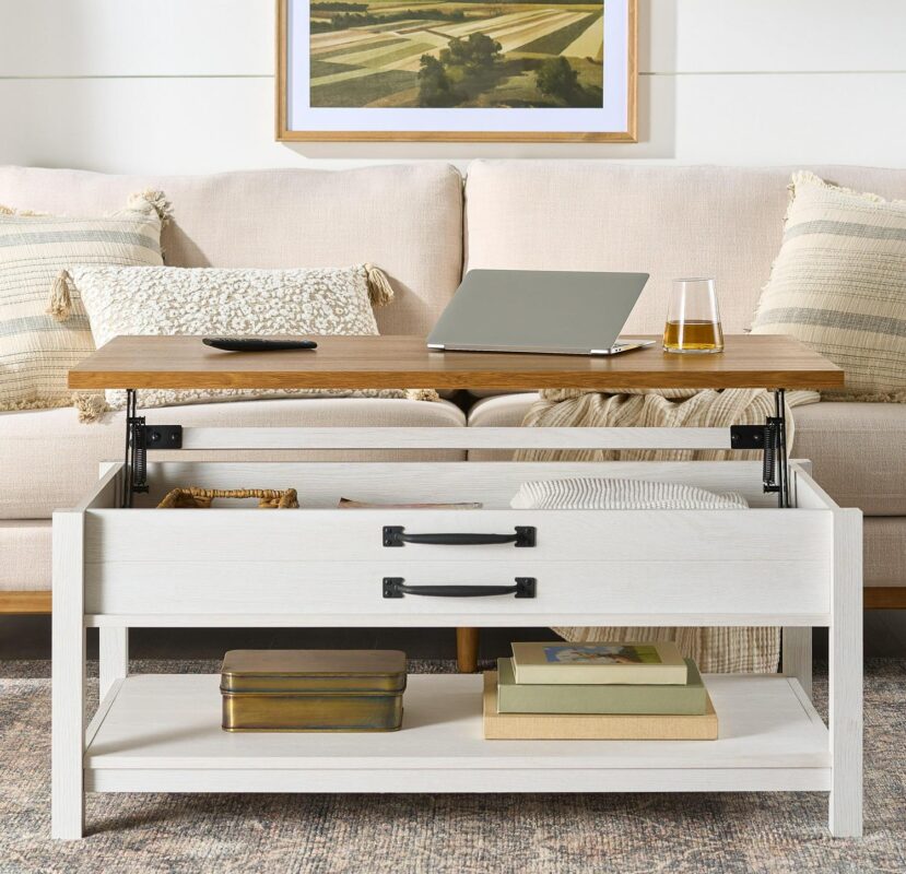 Better Homes and Gardens Modern Farmhouse Coffee Table, Alabaster and Light Honey Finish - Image 9
