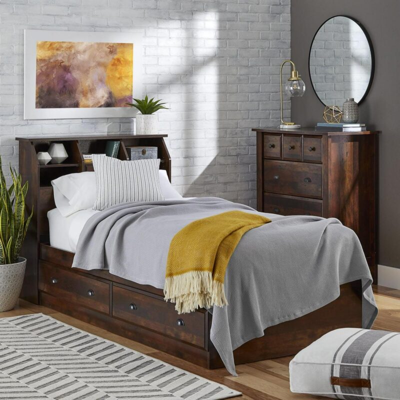 Better Homes and Gardens Leighton Mates Kid's Storage Bed, Twin, Rustic Cherry - Image 6