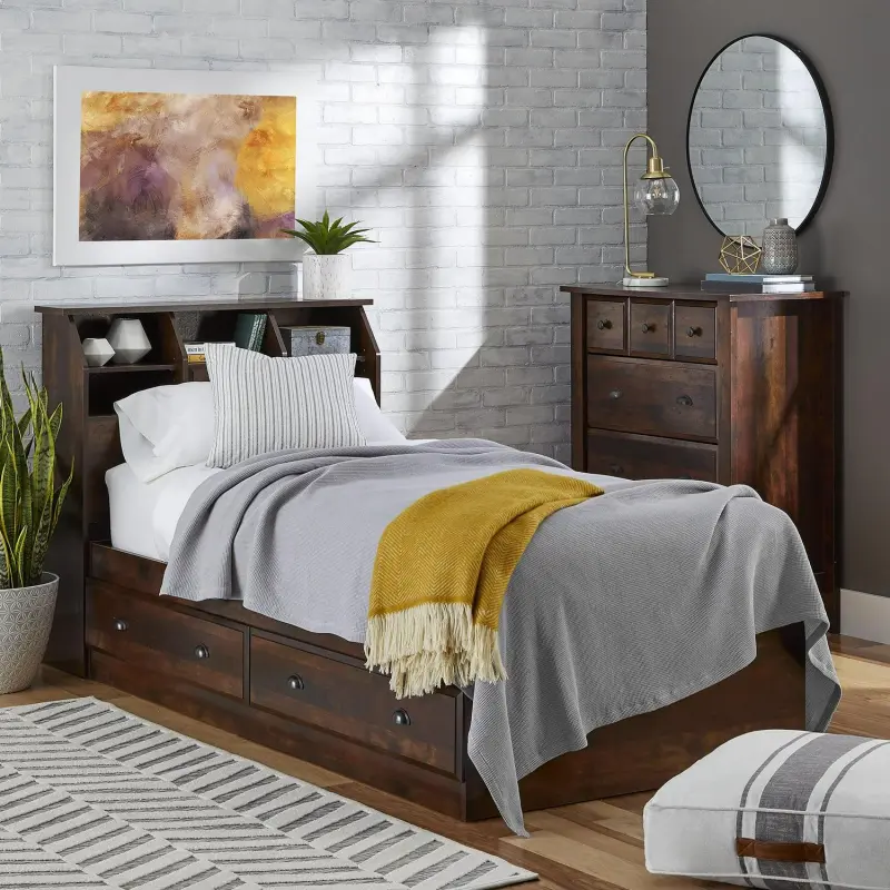 Better Homes and Gardens Leighton Mates Kid's Storage Bed, Twin, Rustic Cherry - Image 6