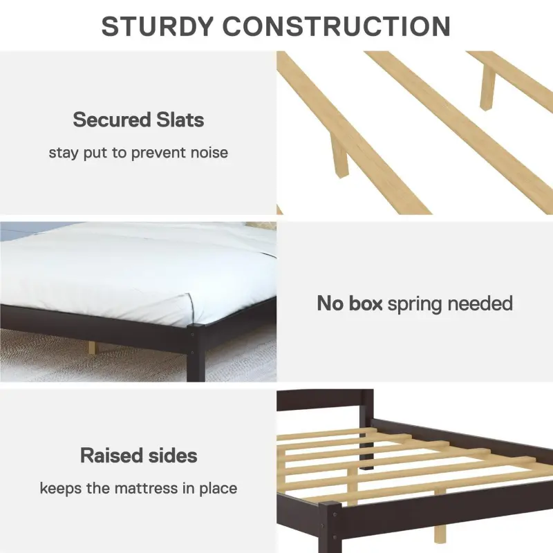 Better Homes and Gardens Leighton Solid Wood Platform Bed Frame, Full, Espresso - Image 18