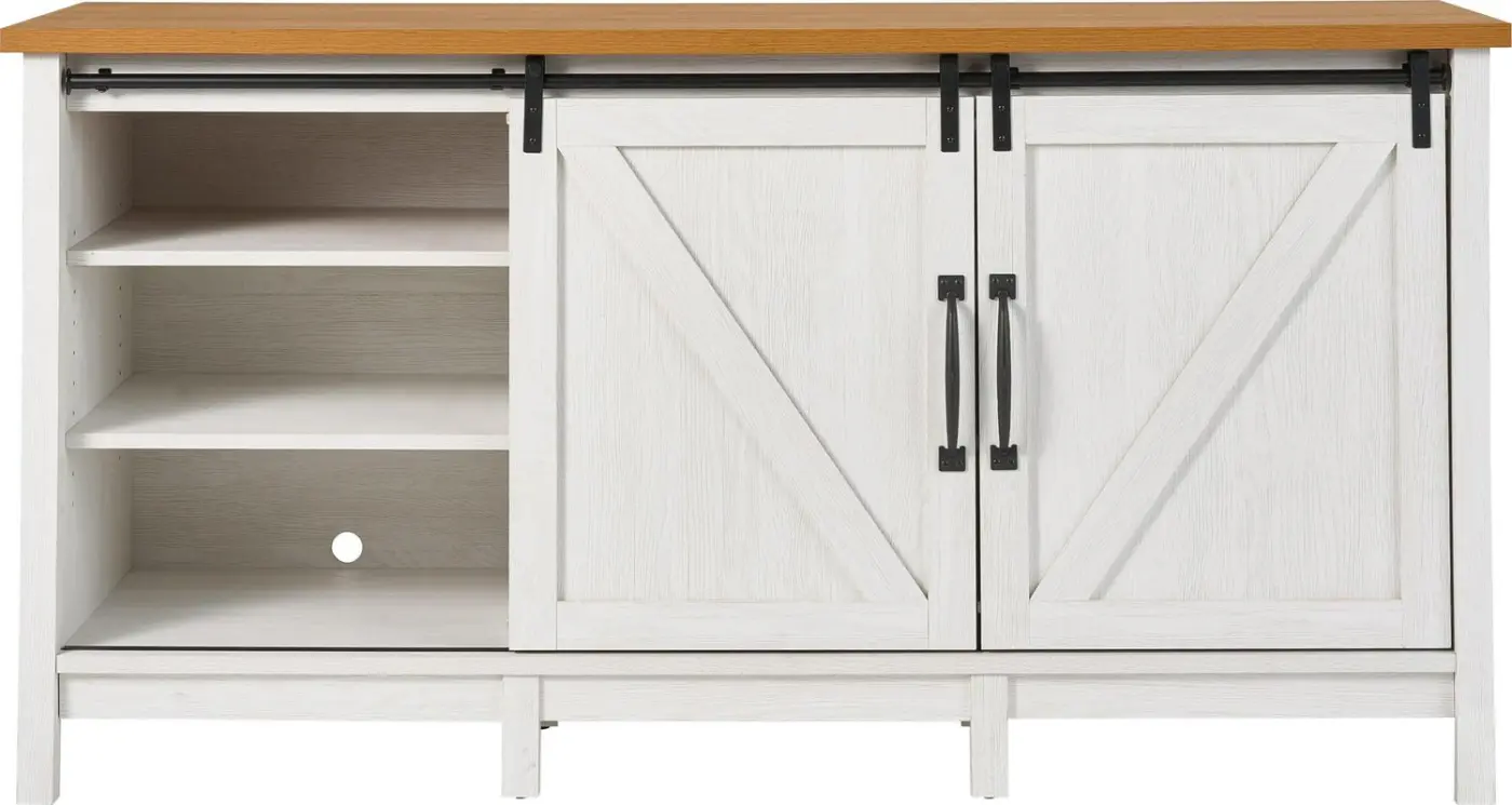 Better Homes and Gardens Modern Farmhouse TV stand for TV's up to 70 , Alabaster and Light Honey Finish - Image 4