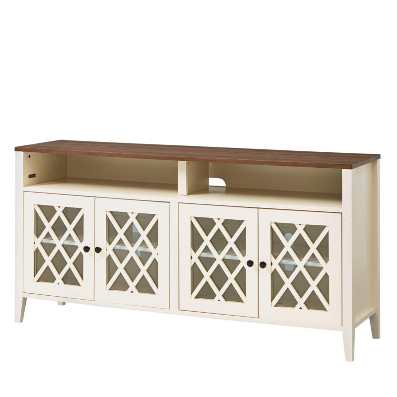 Better Homes and Gardens Trellis TV Stand for TVs up to 65 , Ivory/Walnut - Image 7