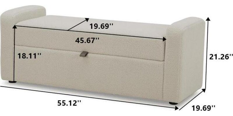 Better Homes and Gardens Springwood 55.12  Storage Bench, Cream - Image 9