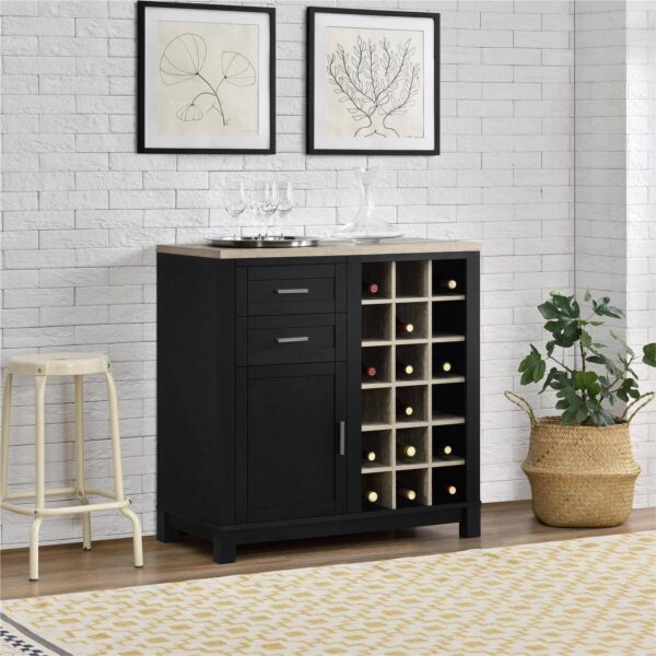 Better Homes and Gardens Langley Bay Bar Cabinet, Black