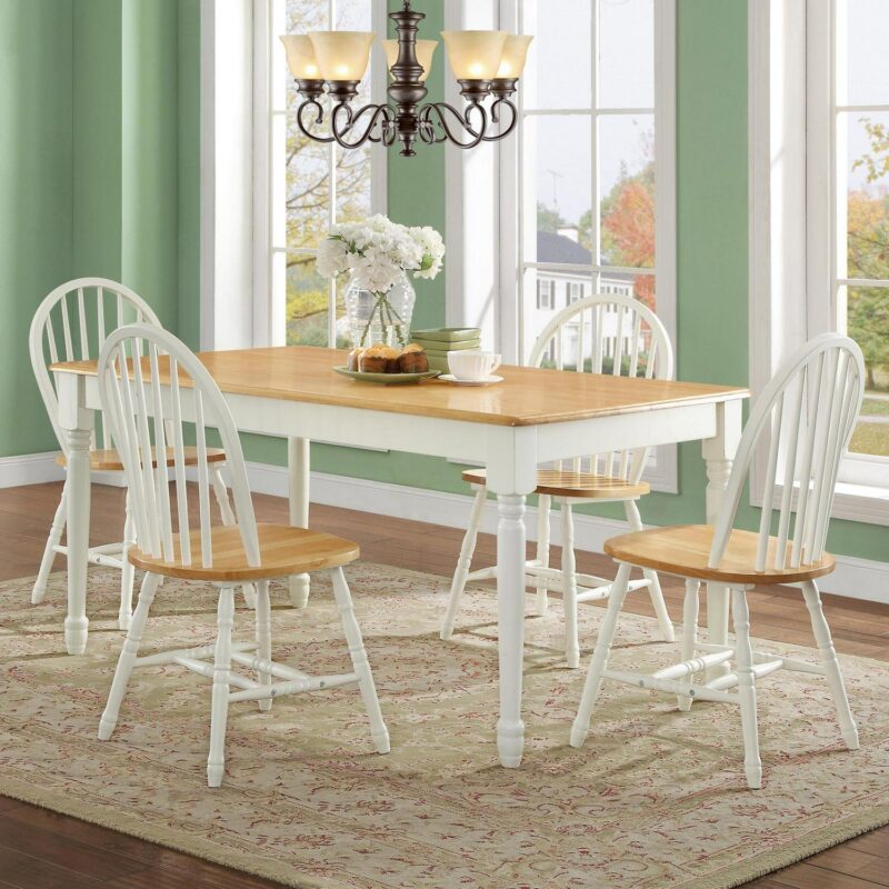 Better Homes and Gardens Autumn Lane Farmhouse Dining Table, White and Natural (Table only) - Image 8