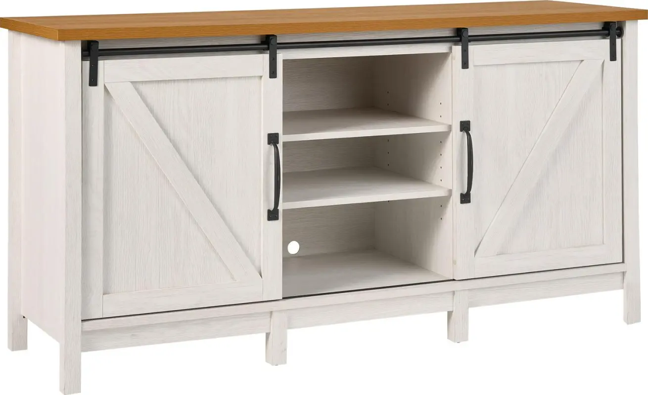 Better Homes and Gardens Modern Farmhouse TV stand for TV's up to 70 , Alabaster and Light Honey Finish - Image 2