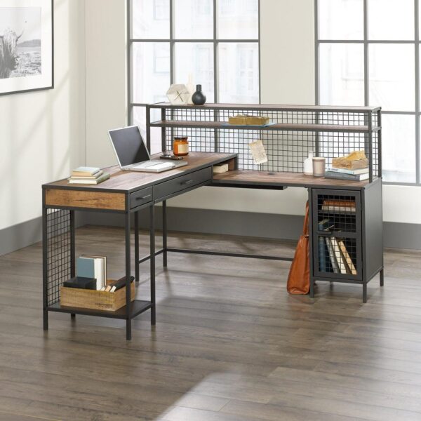 Better Homes and Gardens Lindon Place L-Shaped Desk, Vintage Oak Finish