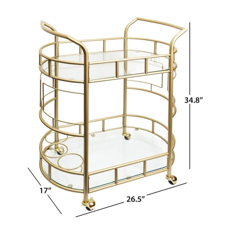 Better Homes and Gardens Fitzgerald Bar Cart with Matte Gold Metal Finish, 2-Tiers - Image 7