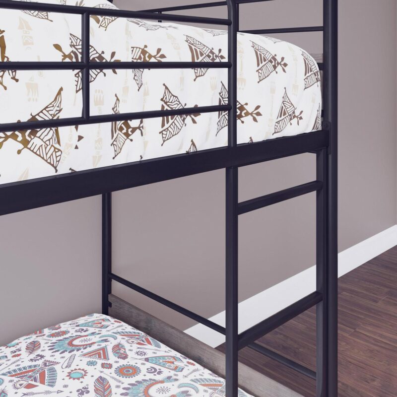 Better Homes and Gardens Anniston Twin Over Twin Bunk Bed, Metal Frame and Rustic Gray Accents - Image 4