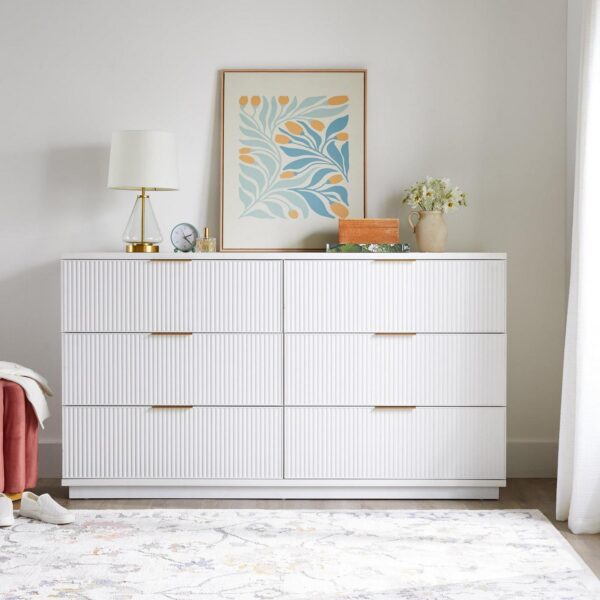 Better Homes and Gardens Lillian 6 Drawer Dresser, White