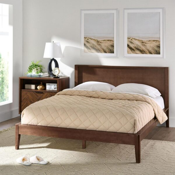 Better Homes and Gardens Ezra No Tool Bed, Queen, Walnut Finish