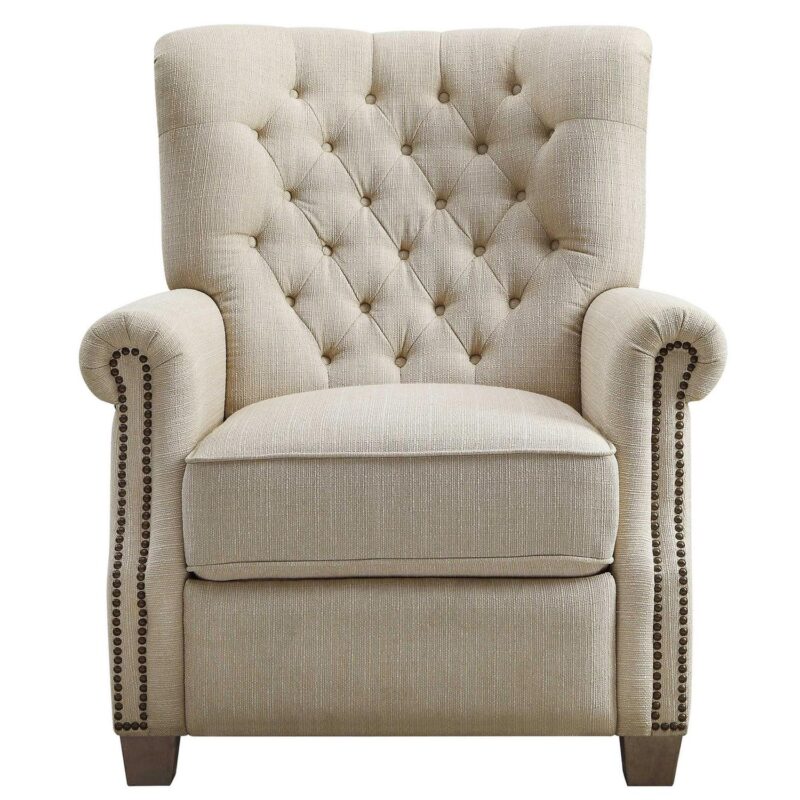 Better Homes and Gardens Tufted Push Back Recliner, Beige Fabric Upholstery - Image 5
