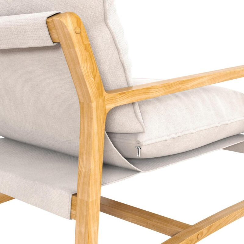 Better Homes and Gardens Wooden Ezra Sling Chair, Cream Linen - Image 10