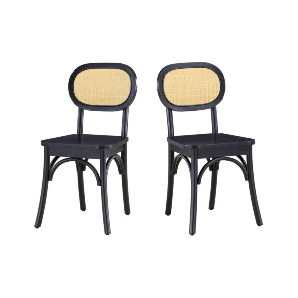 Better Homes and Gardens Camden Dining Chairs with Rattan and Solid Wood, Black Wood finish, by Dave and Jenny Marrs