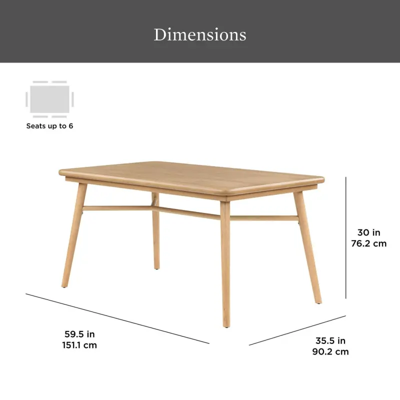 Better Homes and Gardens Springwood 59.5  Rectangle Dining Table, Natural Wood - Image 2