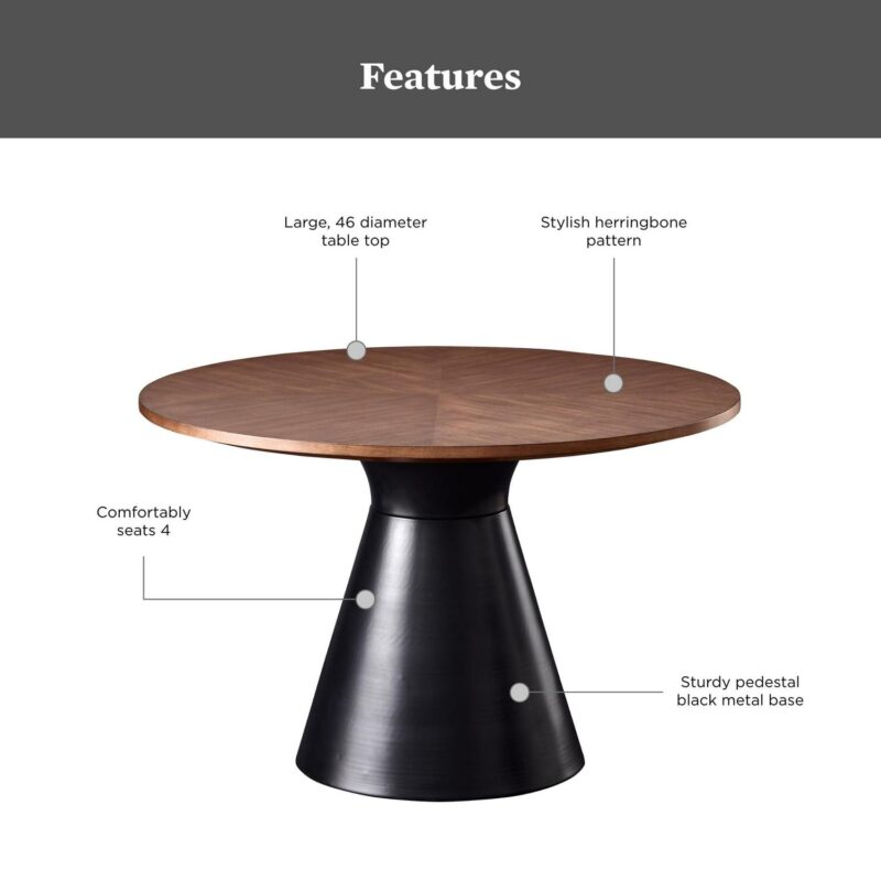 Better Homes and Gardens Wyatt Round Dining Table, Walnut Finish - Image 3