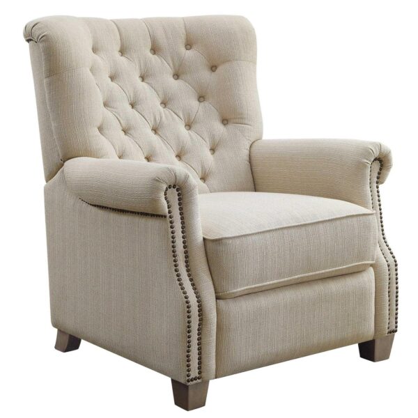 Better Homes and Gardens Tufted Push Back Recliner, Beige Fabric Upholstery