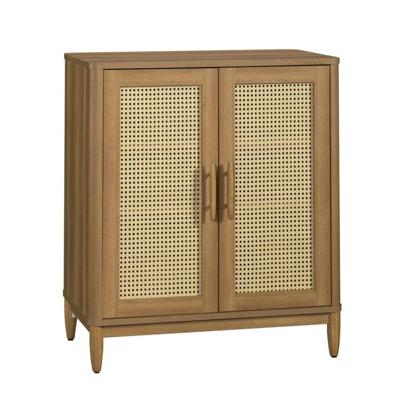 Better Homes and Gardens Springwood Caning Bar Cabinet, Light Honey Finish - Image 6
