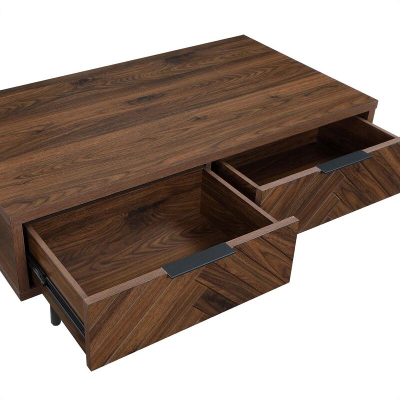 Better Homes and Gardens Wyatt Geo Modern Rectangular Wood Coffee Table with Storage, Walnut Brown - Image 7